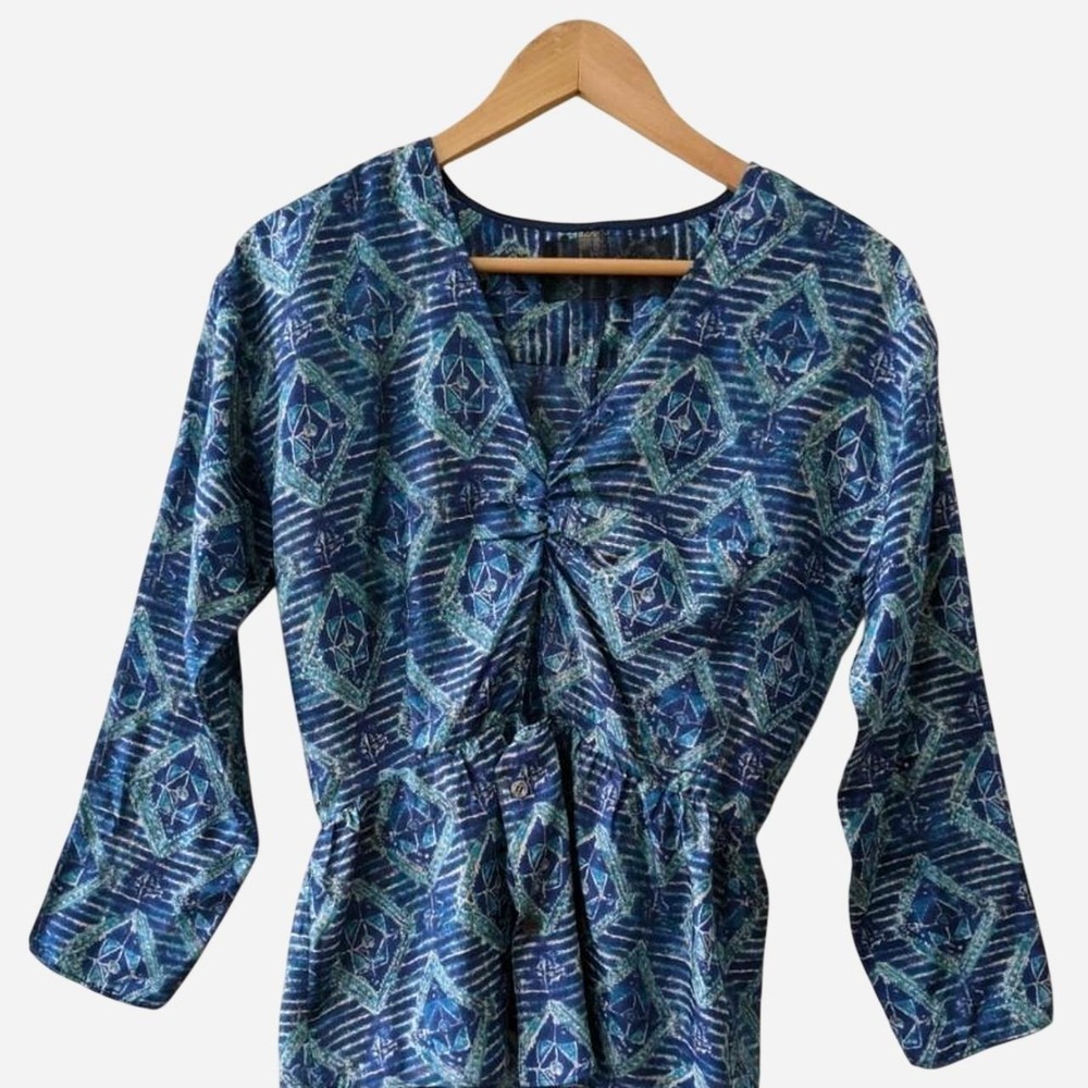 Reformation blue and green top long sleeves